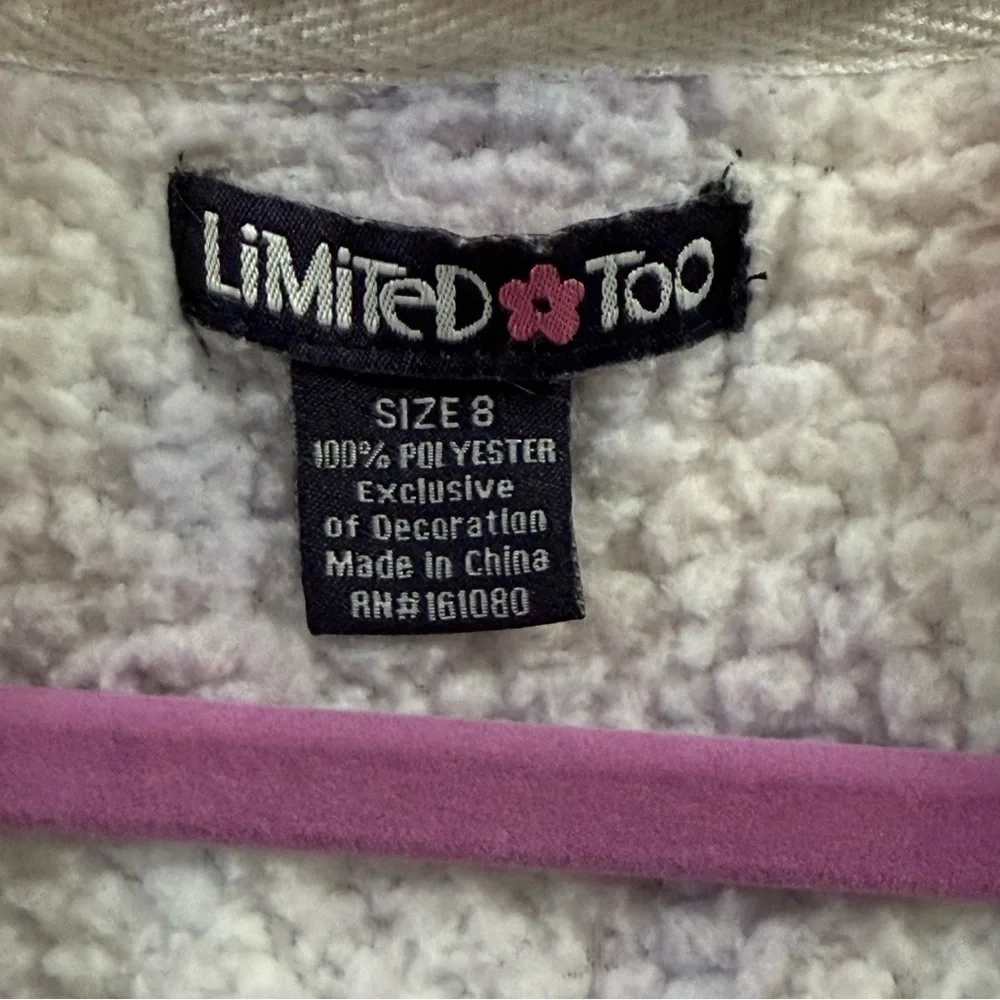 Limited Too Girls Sz 8 Sherpa Pastel Tie Dye Hooded Zip Up Jacket Pockets Spring